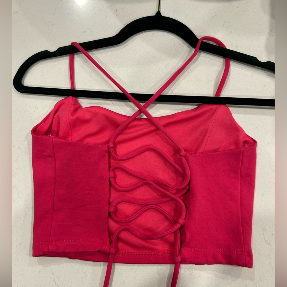 Lulu’s Catch My Eye Hot Pink Two-Piece Lace-Up Mini Dress, Size M - Picture 7 of 12